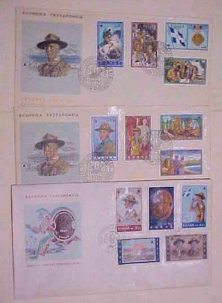 Greece Fdc Boy Scout 3 Diff.  1960 - 1963 Cachet Unaddressed