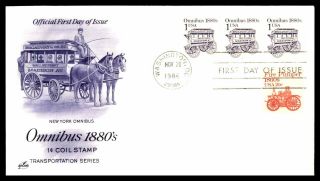 Mayfairstamps Us Fdc 1986 Transportation Series Omnibus 1 Cent Coil Stamp Art Cr