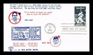 Dr Jim Stamps Us Arch Ward Babe Ruth Baseball First Day Cover Chicago