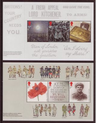 Great Britain 2014 " The Great War 1914 " Booklet Panes Um,  Mnh