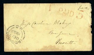 Canada - 1862 Postage Paid 5 Stampless Cover - Iroquois Postmark
