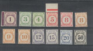 Malayan Postal Union,  1936 - 1949 Postage Dues Mh