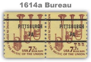 1614a Saxhorns 7.  7c Pittsburgh Pa Bureau Precancel Americana Pair Mnh - Buy Now