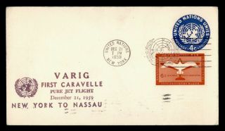 Dr Who 1959 Ny To Bahamas Varig Caravelle First Flight United Nations C127953