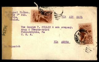 Mayfairstamps Mexico 1944 Puebla To Us Censored Wwii Airmail Cover Wwb33763