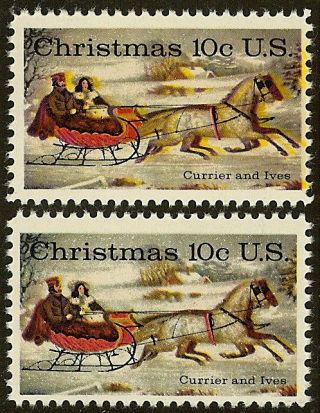 1551 - 10c Yellow Color Shift Error/efo " Currier And Ives " Nh