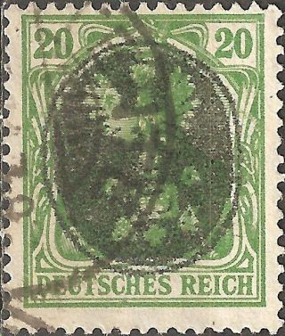 1919,  Poland 20 Pf Small Eagle Overprint Local Issue On German Stamp Green