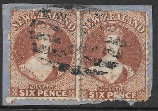 Zealand 1864 6d Red - Brown Pair 