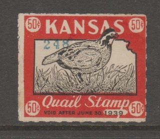 Usa State Kansas Quail Revenue Stamp 5 - 26 - 116 Mnh Some Disturb Gum - 248 Ser