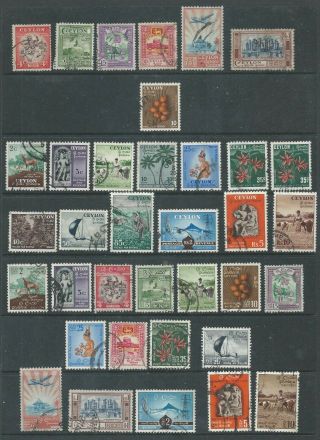 Ceylon - 1950 To 1958 Definitives - Range Of 36 Different Values - Postally