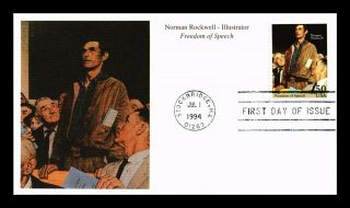 Dr Jim Stamps Us Freedom Of Speech Norman Rockwell First Day Cover Mystic