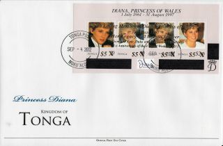 Tonga 2012 Fdc Princess Diana Overprint 4v M/s 1st Wedding Anniv William Kate