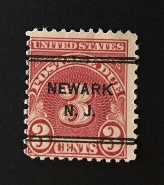 Newark,  Jersey Precancel - 3 Cents Postage Due (u.  S.  J82) Nj