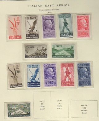 Italian East Africa 1938 - 1941 Regular Issue Stamps,  33 Stamps,