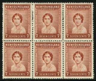 Sg 226 Newfoundland 1932 - 7c Red - Brown Block Of Six - Mounted