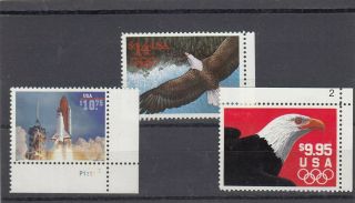 Three Usa Express Mail Stamps,  Cat S 2541 ($9.  95),  2542 ($14) & 2544a ($10.  75)
