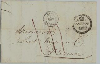 Great Britain 1857 Letter London To Florence/italy Via France