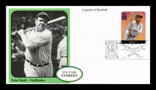 Dr Jim Stamps Us Babe Ruth Baseball Legend York Yankees First Day Cover