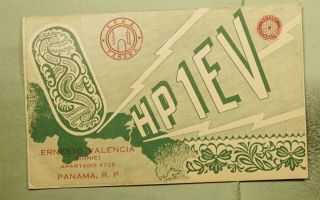 Dr Who 1950 Panama Qsl Ham Radio Hp1ev Postcard To Usa Rotary Internat 