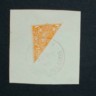 Gb 1940 2 1/2d Orange Bisect On Piece.  Guernsey,  Dated 31 Dec 1940