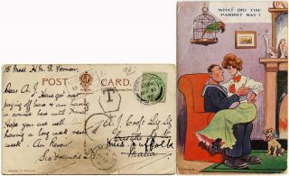 Malta Postage Due Advertised On Ppc 1908 To Ship Hms Suffolk