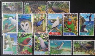 Tonga 992 - 1006 Birds Complete Set 1998 Mnh