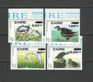 H404 1985 Zaire Fauna Water Birds J.  J.  Audubon Overprint 1set Mnh