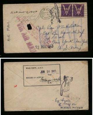 Us Cover To Soldier 1942 Returned To Sender,  Killed In Action,  Letter,