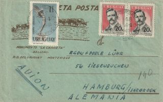 1964 Uruguay Airmail Cover Sent From Montevideo To Hamburg Germany
