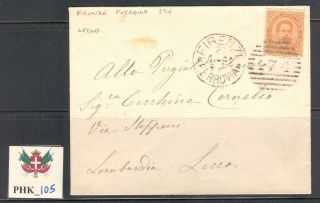 Phk_105.  Kingdom.  1882 Letter To Lecco (italy) With Sas 39.