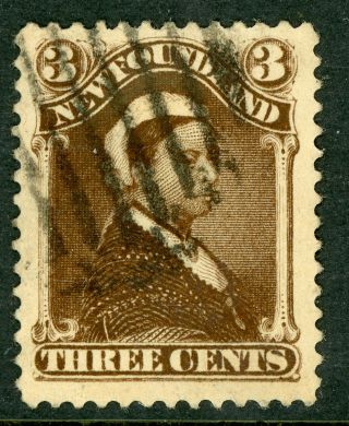 Canada 1887 Newfoundland 3¢ Umber Brown Scott 51 Vfu D408