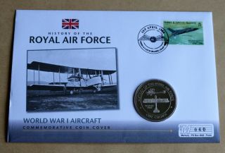 History Of Raf World War 1 Aircraft Cover,  Gibraltar 2008 Vickers Vimy Coin