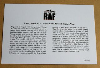 HISTORY OF RAF WORLD WAR 1 AIRCRAFT COVER,  GIBRALTAR 2008 VICKERS VIMY COIN 3