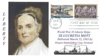 Lucretia Mott Liberty Ship Named For Suffrage - Abolitionist Figure First Day Pm