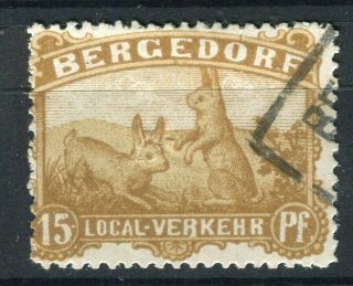 Germany; 1870s - 80s Classic Bergedorf Local Privat Post Issue Value 15pf.