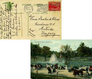 2c Jamestown 1907 Cleveland,  Ohio Ppc (brookside Park,  Cleveland,  O. ) To Montevi