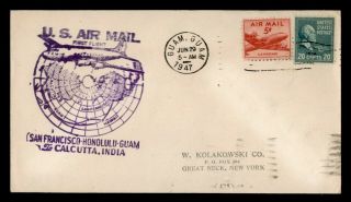 Dr Who 1947 Guam First Flight To Calcutta India Fam 14 Prexie E50089