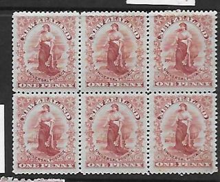 Zealand 1901 Universal Penny Postage 1d Camine Block Of 6 M