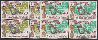 Hebrides French 1966 Football World Cup Set Blocks Of 4 Mnh. .  54822