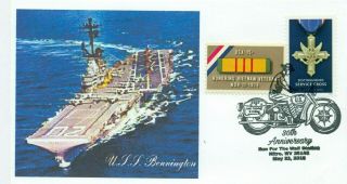 Uss Bennington Cv - 20 Ww Ii Ship Color Photo Cachet Naval Cover Pictorial Pm
