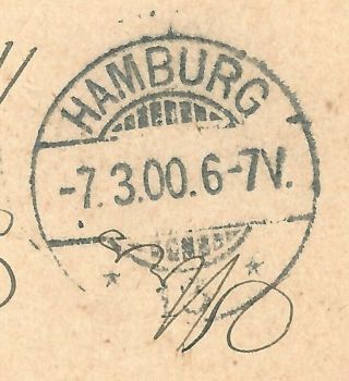 A VERY BUSY POSTCARD TO HAMBURG GERMANY 1900 SEE SCANS 4