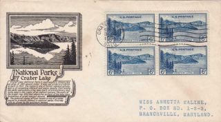 1st Day Cover,  Sc 745 Bl4,  Crater Lake,  Parks Cxl,  Planty 14,  Anderson,  1934