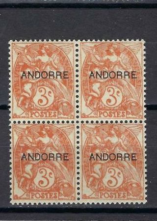 Andorra 1931 Sc 3 French Administration 3c Andorre Block 4 Mnh