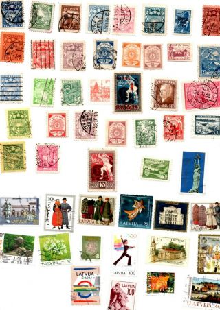 Latvia Stamps 50 All Different - Off Paper
