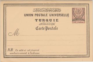 682a) Turkey - 20 Paras Stationery Post Card 1880 - Emp.  Ottoman -