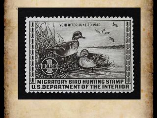 Us Federal Duck Stamp Scott Rw6 $1 1939 Migratory Bird Hunting Mh Og