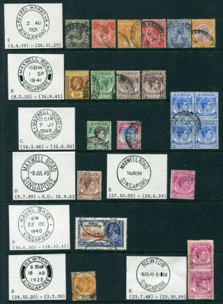 Old Straits Settlements 22 X Stamps With Singapore Local Pmks (4)