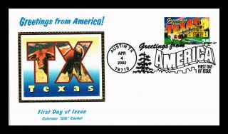 Dr Jim Stamps Us Texas Greetings From America Colorano Silk Fdc Cover Austin