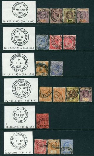Old Straits Settlements 17 X Stamps With Singapore Local Pmks (3)