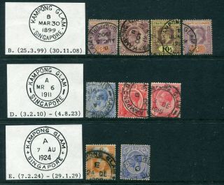 Old Straits Settlements 17 x Stamps with Singapore local PMKs (3) 2